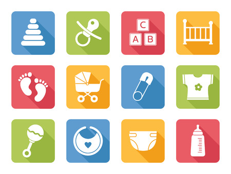 Baby icons, flat designのイラスト素材