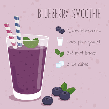 Blueberry smoothie recipeのイラスト素材