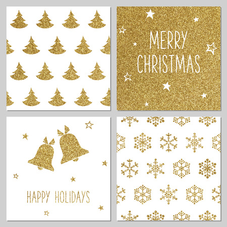 Christmas gold pattern, greeting card templatesのイラスト素材