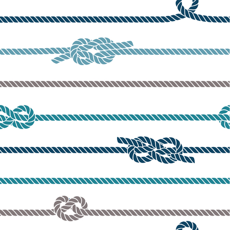 Seamless marine pattern, knots and ropeのイラスト素材