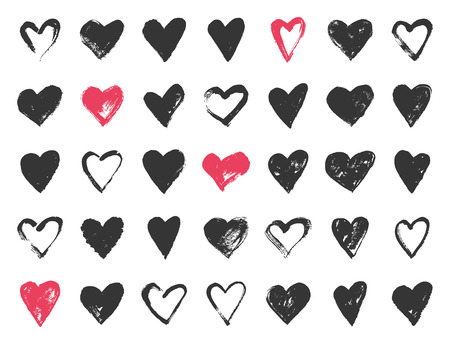 Valentine day doodle hearts. Hand drawn hearts brushes for wedding and valentine cards.のイラスト素材