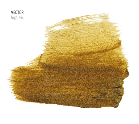 Gold metallic brush stroke. Isolated hand drawn vector brush. Gold glitter texture.のイラスト素材