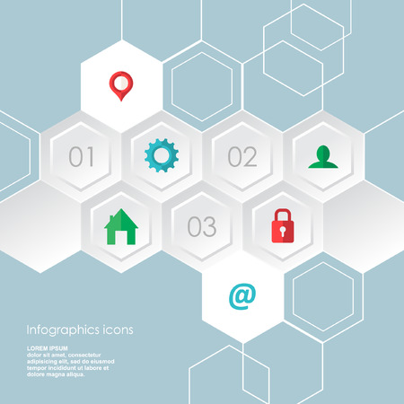 Web hexagonal infographics icons setのイラスト素材