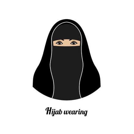 Muslim girl avatar. Asian muslim traditional hijab wearingのイラスト素材
