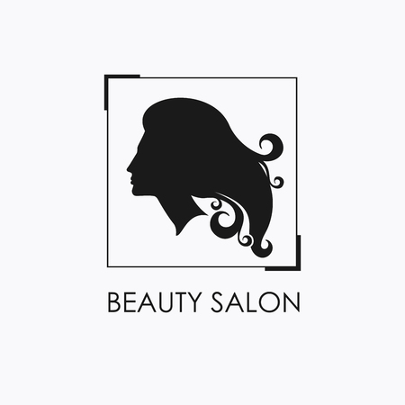 Beauty Salon logo design template with beautiful woman's profile.のイラスト素材