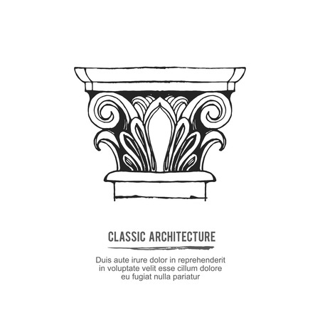 Classical architectural columns hand drawn vector element.のイラスト素材