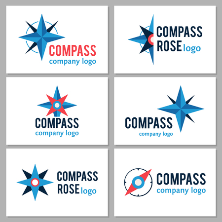 Vector compass symbols design collection. Business logo with compass elementsのイラスト素材