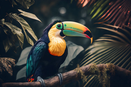 Toucan bird in the tropical rainforestの素材