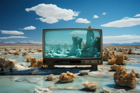 TV on the salt lake, Death Valley National Park, California, USAの素材