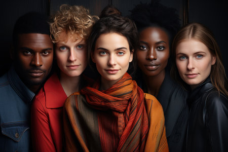 Portrait of a group of young people. Men and women.の素材