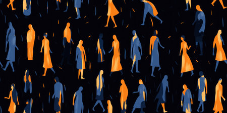 Seamless pattern with silhouettes of fashion models. Vector illustration.の素材