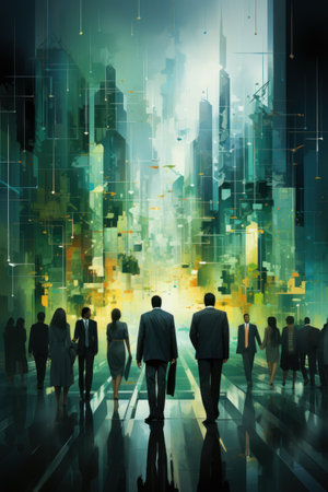 Business People Walking Commuter Cityscape Cityscape Teamwork Corporate Conceptの素材