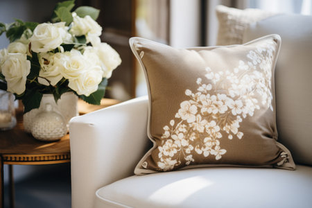 Pillow on sofa decoration in living room interior, stock photoの素材