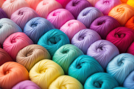 Colorful yarn for embroidery. Multicolored background.の素材