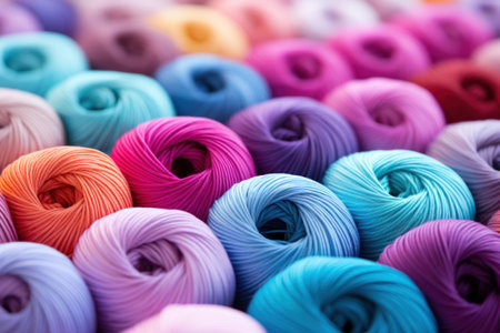 Multicolored skeins of thread for embroidery, closeupの素材