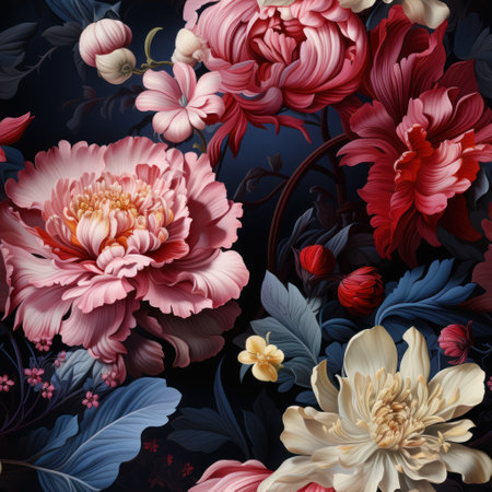 Beautiful floral background with chrysanthemums and roses.の素材