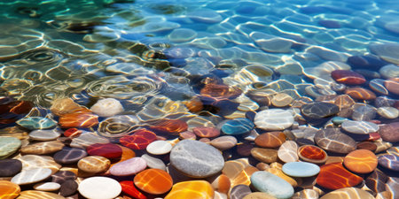 Colorful pebbles on the sea shore. Natural background.の素材