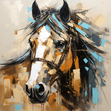 Horse head art illustration grunge painting. Horse head art illustrationの素材