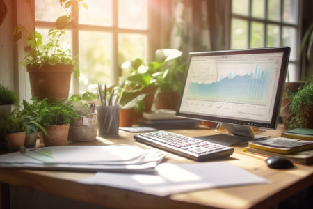 Businessman analyzing investment charts with computer. Business and financial concept.の素材