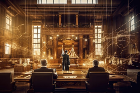 Concept of law and justice in the courtroom or law enforcement officeの素材