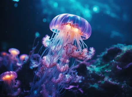 Beautiful jellyfish in the aquarium. Underwater world. Marine life.の素材