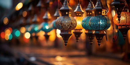 Arabic lanterns in morocco style on the street.の素材