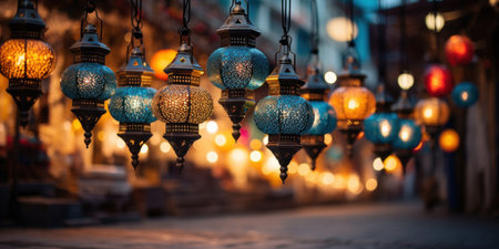 Colorful lanterns in Istanbul, Turkey. Selective focus.の素材