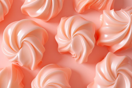 Pink meringue background. Top view. 3d rendering.の素材