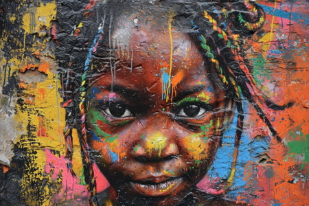 Mural art at Lower East Side Gallery in Manhattanの素材