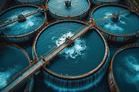 Oil tanks in the sea, close-up of oil tank.の素材