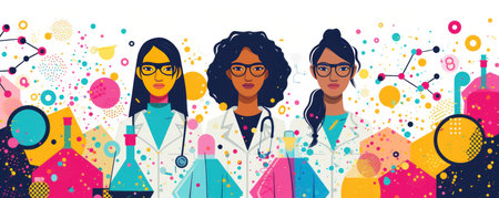 Set of female doctors. Vector illustration in flat style. Women doctors.の素材