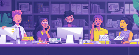 People working in the office. Vector illustration in flat cartoon style.の素材