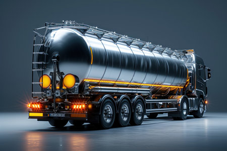 Large Silver Tanker Truck With Yellow Lightsの素材