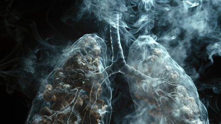 Smokey Image of a Human Lung, cancer conceptの素材