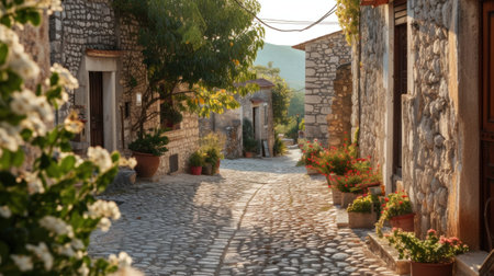 Cobbled street in the old town of Kotor, Montenegroの素材