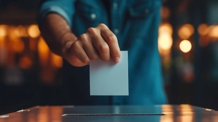 Person Holding Business Card in Handの素材