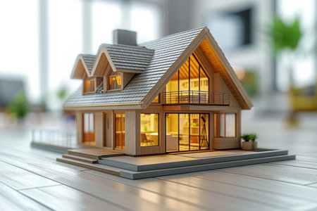 House Model on Wooden Tableの素材