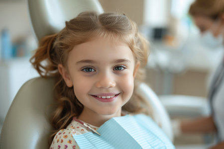 Little Girl Sitting in Dental Chairの素材