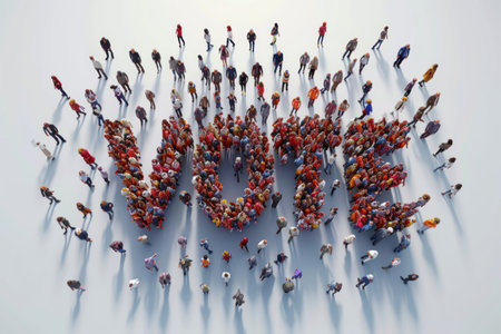 Group of People Standing in the Shape of the Word Loveの素材