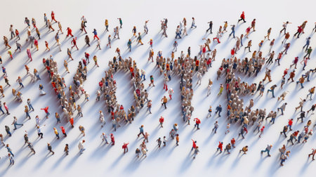 Group of People Standing in the Shape of the Word 2013の素材