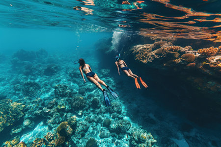 A Couple Swimming in the Oceanの素材