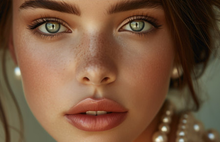 Close-Up of Woman With Green Eyesの素材