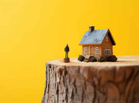 Unique Small House Perched on Tree Stumpの素材