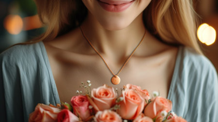 Close Up of Person Holding a Bouquet of Flowersの素材