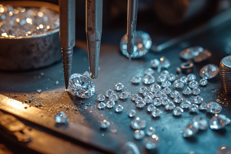 Close-Up of Diamonds on Tableの素材