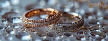 Wedding Rings Sitting on a Tableの素材