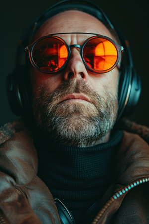 Man in Headphones and Sunglassesの素材