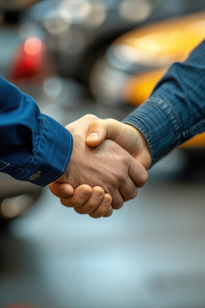 Close Up of Two People Shaking Handsの素材