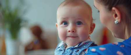 Woman Holding Baby in Her Armsの素材