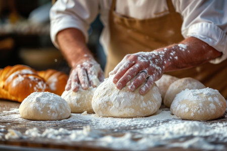 Person Kneading Dough on Tableの素材